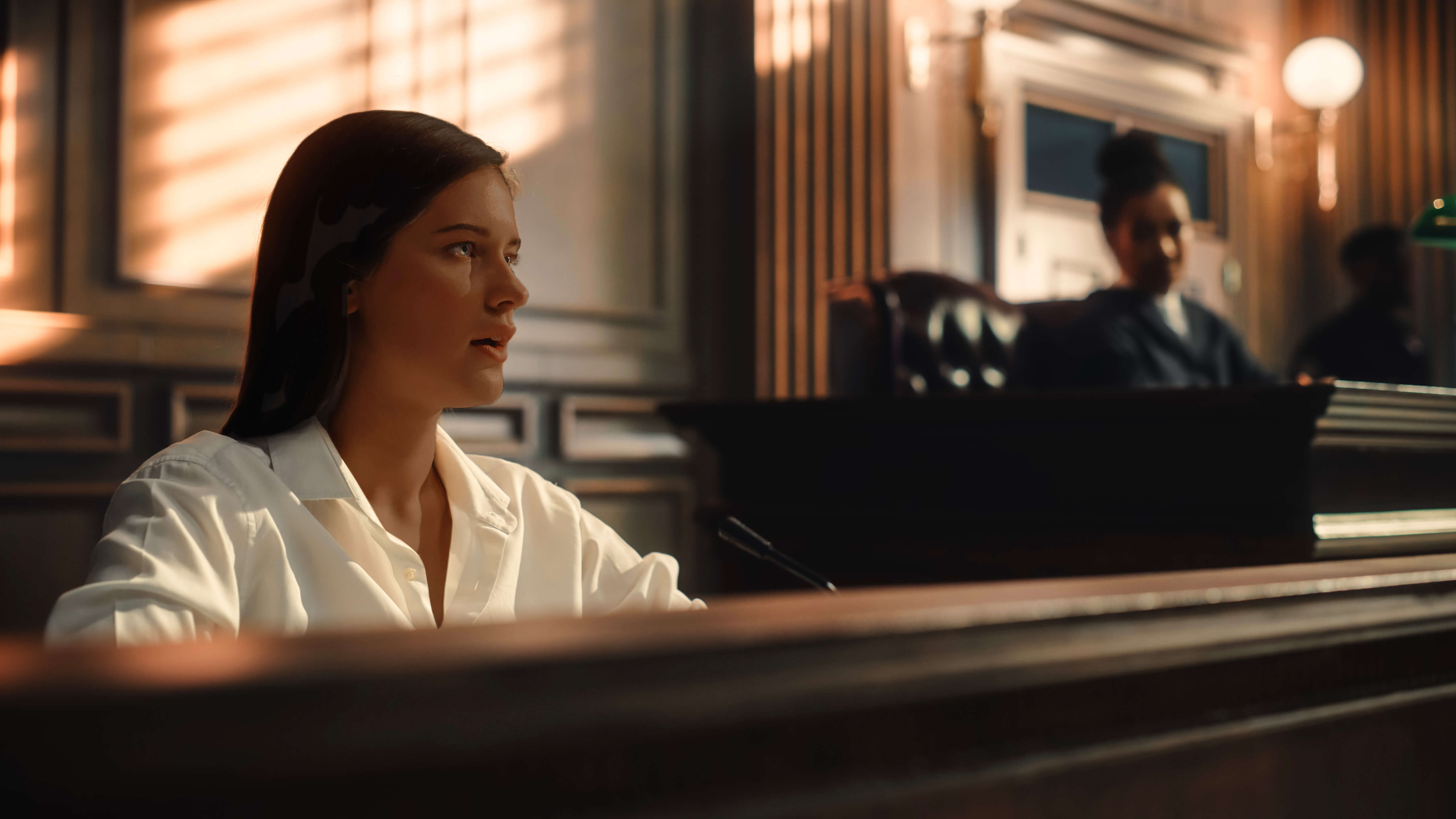 Woman in courtroom